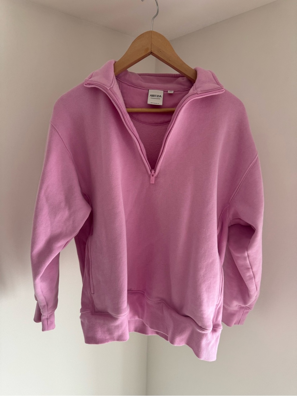 Aritzia Light Pink Quarter-Zip Sweatshirt